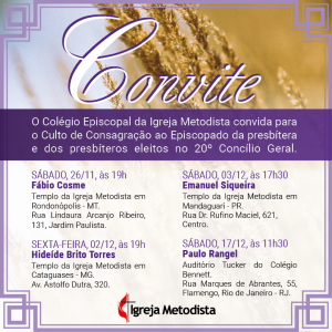 Igreja Metodista divulga datas para consagrao de novos/a bispos/a